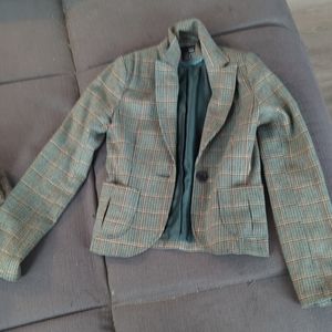 H&M Green Plaid Blazer